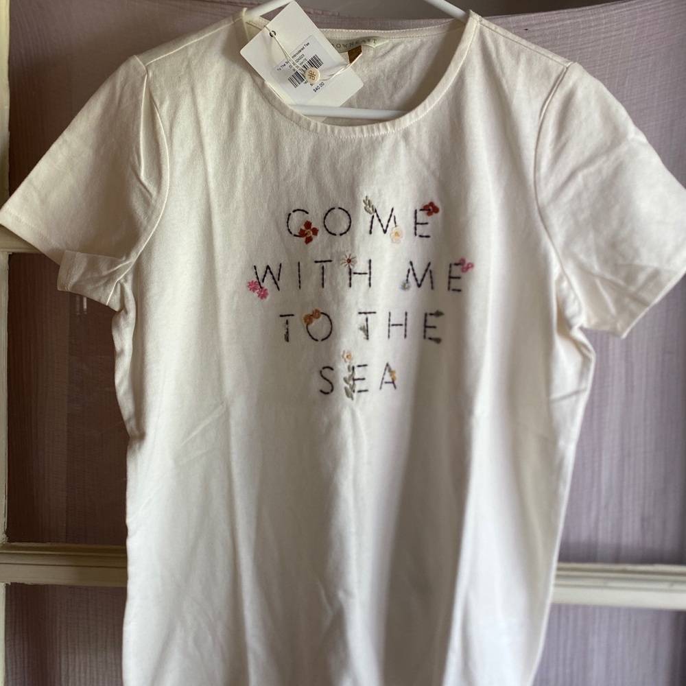 DownEast Come with me to the sea embroidered tee. 100% cotton.